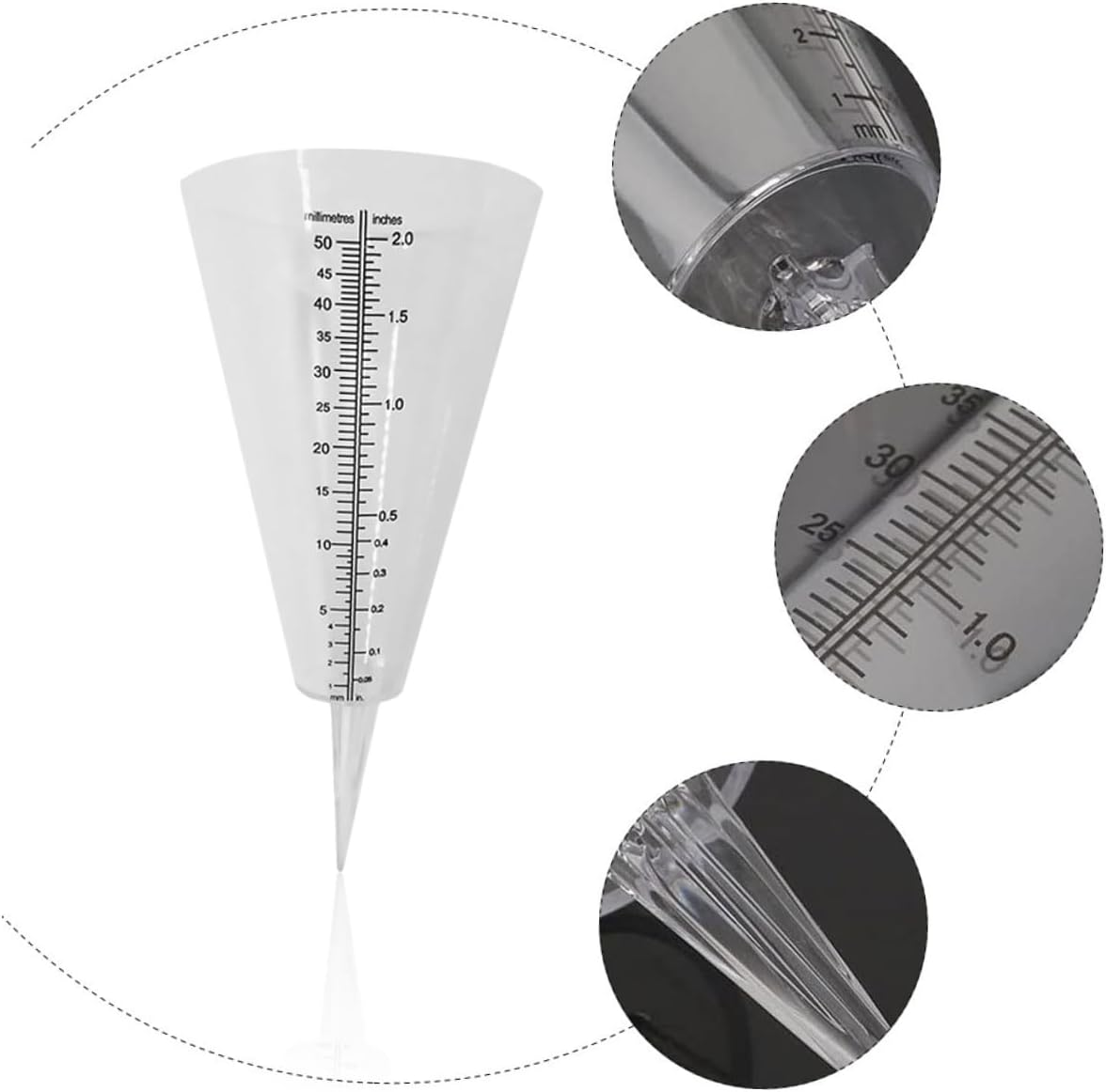 GALPADA 3Pcs Clear Plastic Outdoor Rain Gauge with Ground-Insertion Design Graduated Conical Measuring Cups for Garden Lawn Waterfall Measurement image number 3
