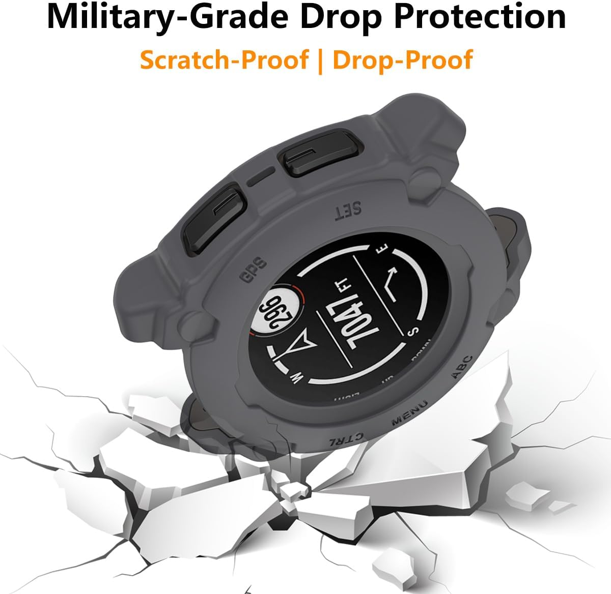 HOMTERN Case for Garmin Instinct E 40Mm,Flexible Silicone Armor Cover Shell Shockproof Scratch-Proof Drop-Proof Protector Case,Gary image number 5