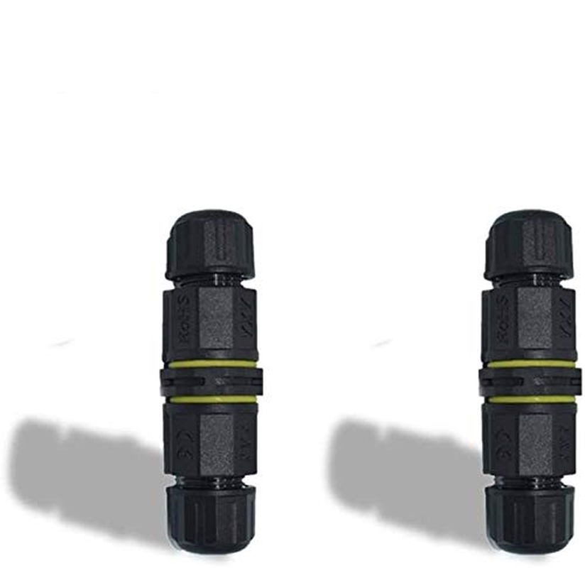 Youngpower Waterproof Junction Box Connector Outdoor Straight 2Pole /Way 2 Pin/3 Pin/4 Pin IP68 External Junction Box Cable Connector Sleeve &empty;4.5-9.5Mm Black (2Pack of 2-Pin) image number 2