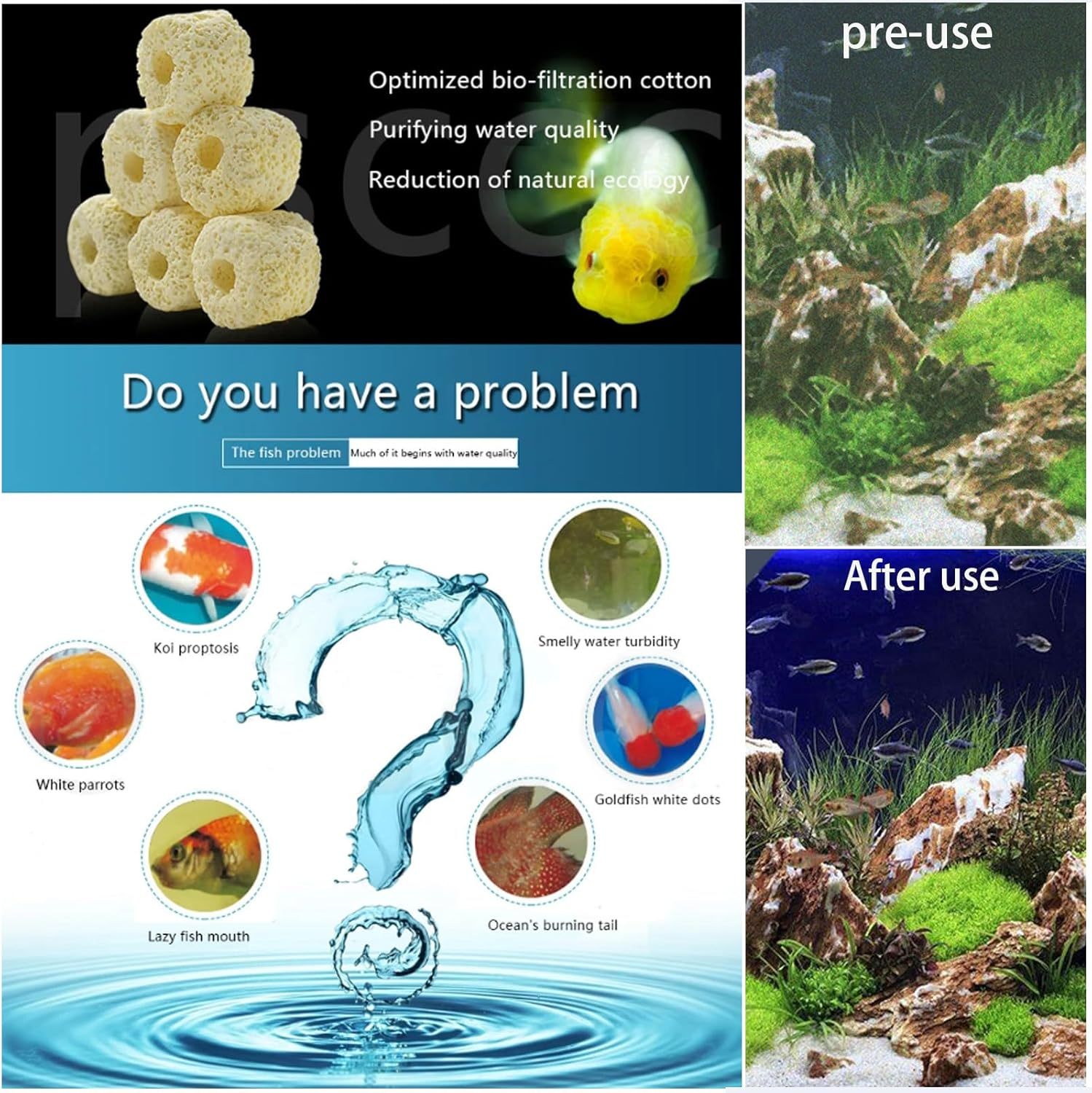 Aquarium Filter Media, 12 in 1 Aquarium Filter Media, Bio Balls Ceramic Rings Set for Aquarium Fish Tank Pond,Fish Tank Filter, Accessories 500G image number 1