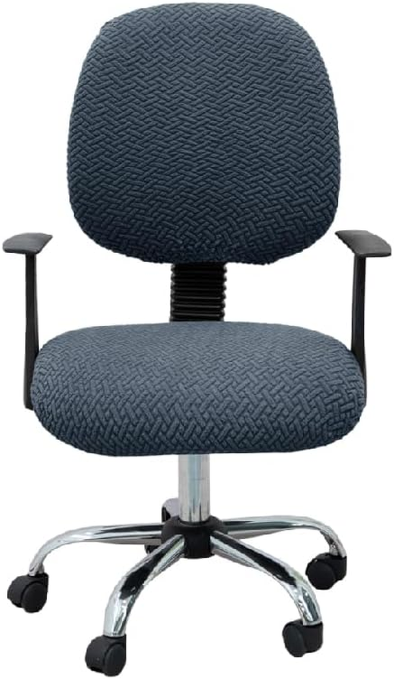 Hyper Cover 2-Pieces Jacquard Office Chair Cover (Black) - Stretchable Office Chair Seat Cover and Back Cover Slipcovers for Office Chair Durable, Washable, Easy Fit Office Chair Covers