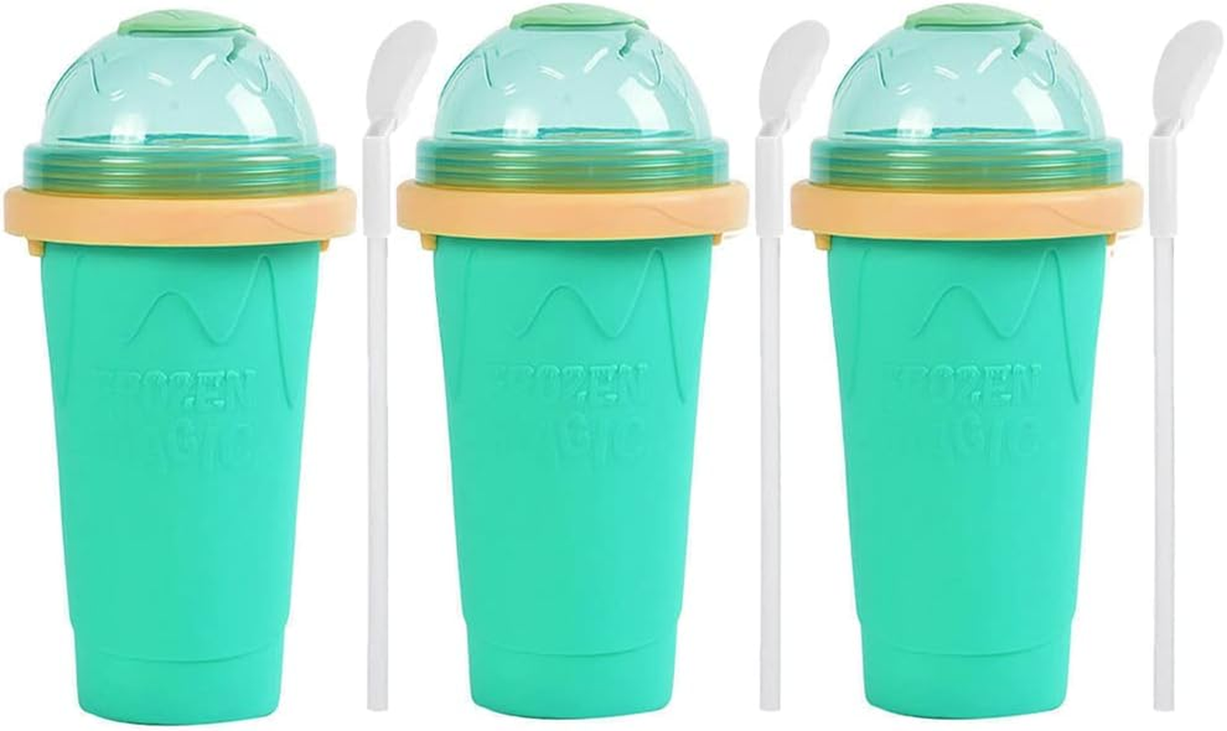 2/3PCS Slushie Maker Cup Quick Freeze Magic Milkshake Cup Ice Mug for Milkshakes, Smoothies & Frozen Drinks Ice Cream Maker (2X, Green)