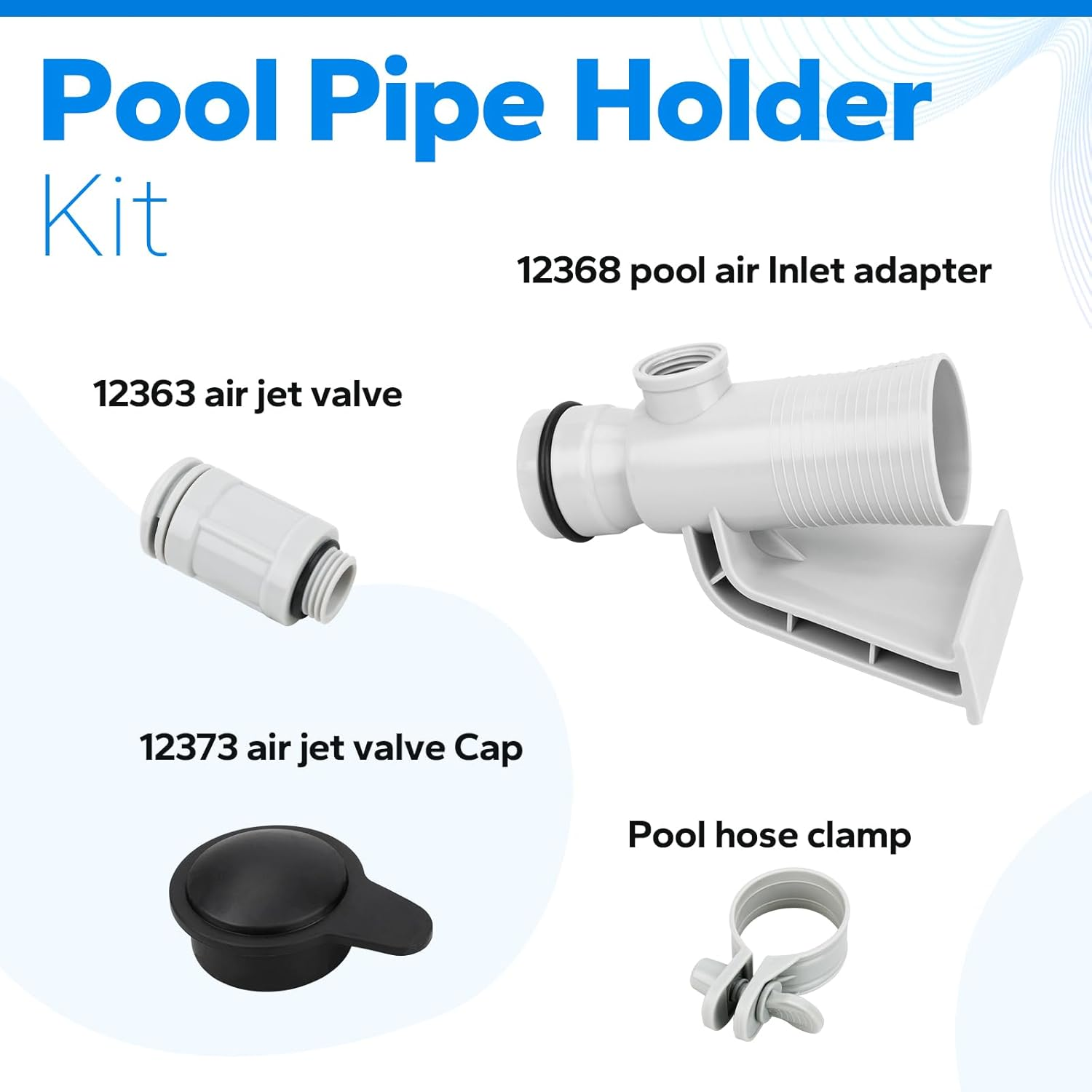 Pool Pipe Holder Air Jet Valve Kit for Intex above Ground Pool, Pool Hose Holder Compatible with Intex Replacement Part 637R 12363 12368 image number 1