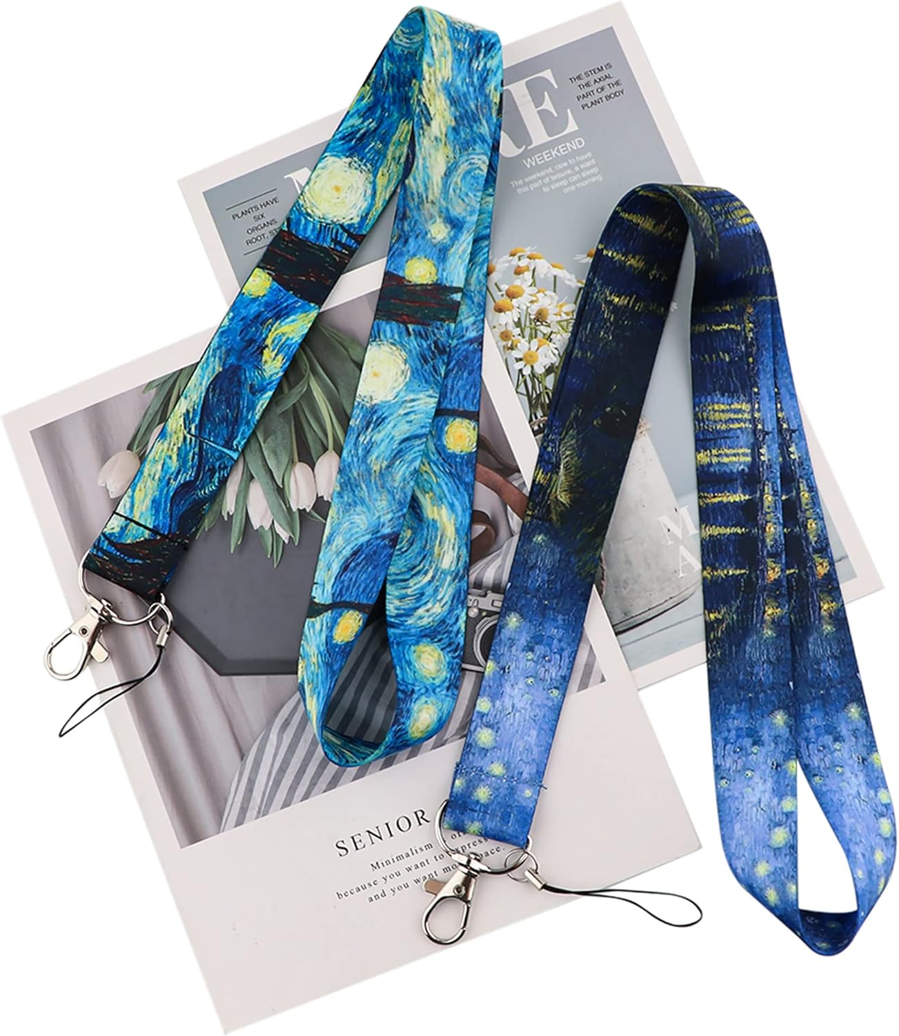 Van Gogh Starry Night Lanyard Cool Art Lanyard for Keys Chain, ID Badge Holder, Name Tag, Car Key for Men Women Teacher(3Pcs Aesthetic) - Blue Positive image number 6