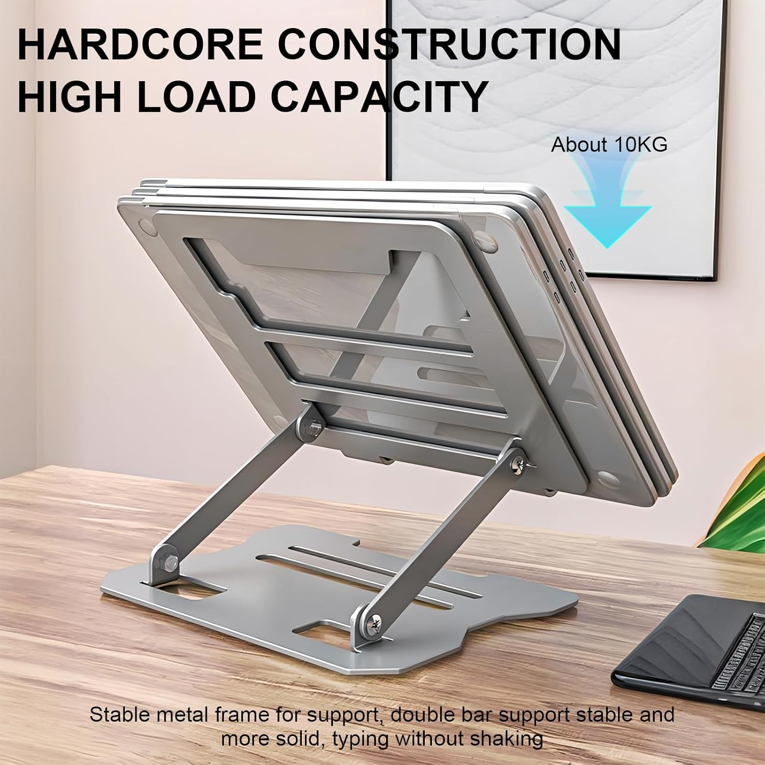 Adjustable Laptop Stand, Ergonomic Portable Laptop Riser Holder for Desk, Foldable Portable Tablet Notebook Holder Compatible with Macbook Pro/Air, Surface, Lenovo, Laptops image number 2