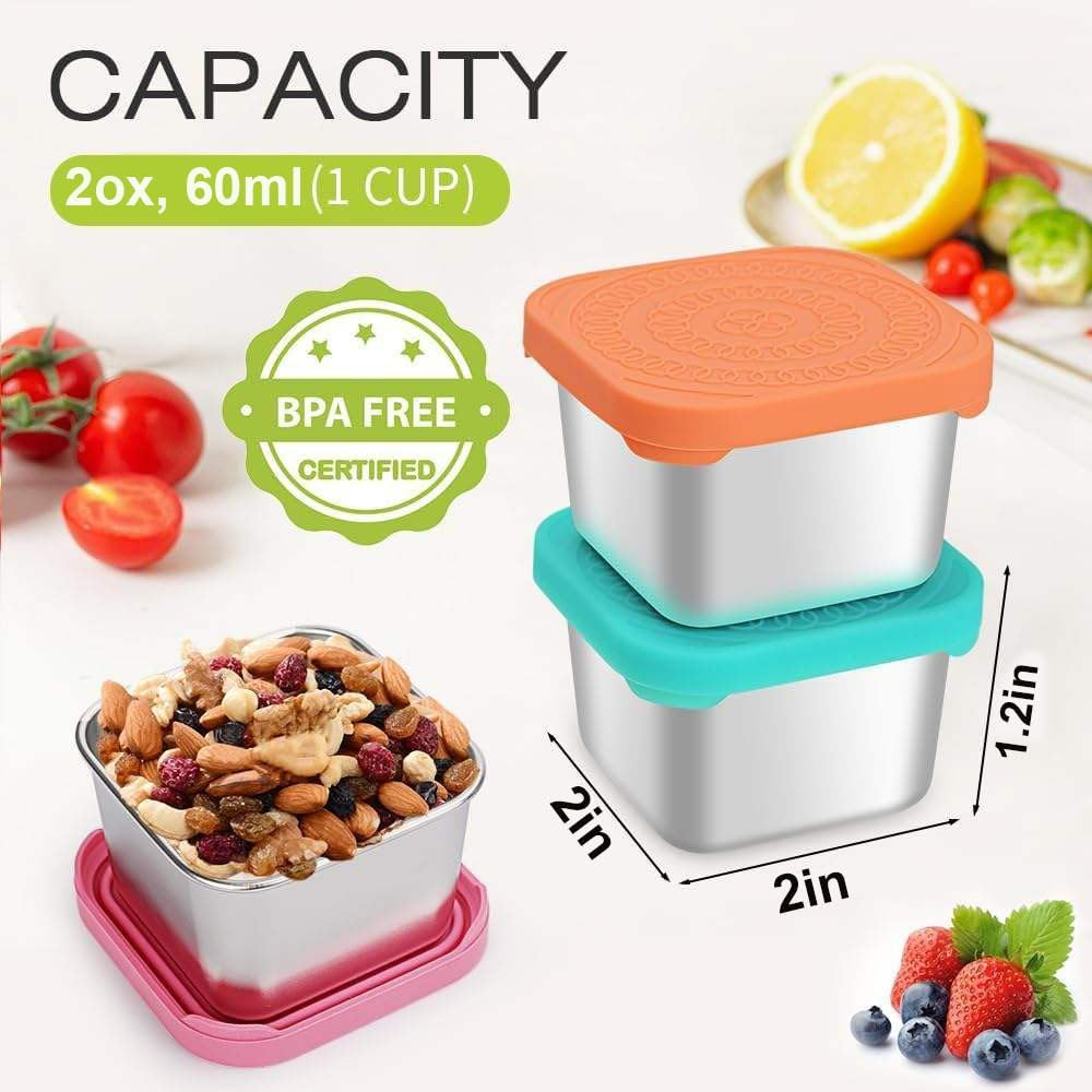 6Pack 6Oz Stainless Steel Snack Containers for Kids, Easy Open Leak Proof Metal Toddler Snack Containers with Silicone Lids, Reusable Food Storage Lunch Boxes for Daycare School Travel Picnic image number 2