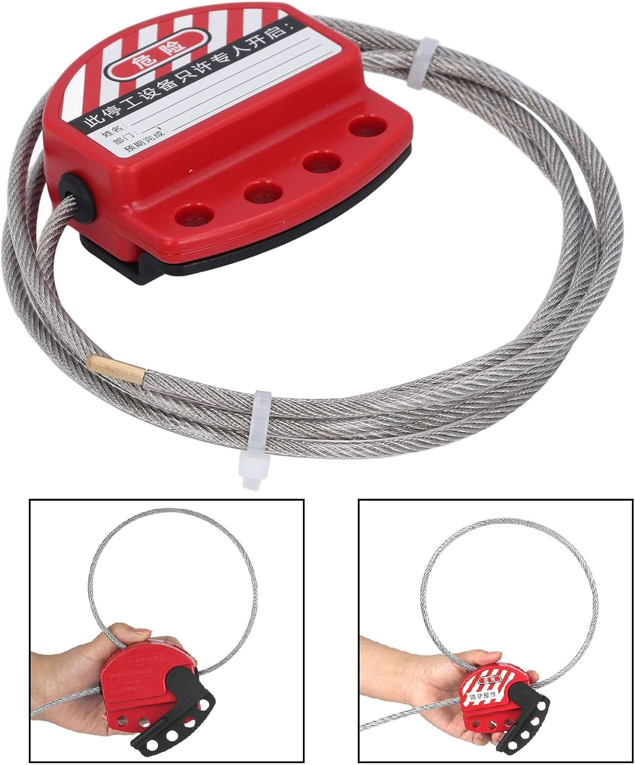 Stainless Steel Adjustable Lockout Cable Lock, 4Mm Steel Safety Padlock for Lock Out Tag Out image number 4