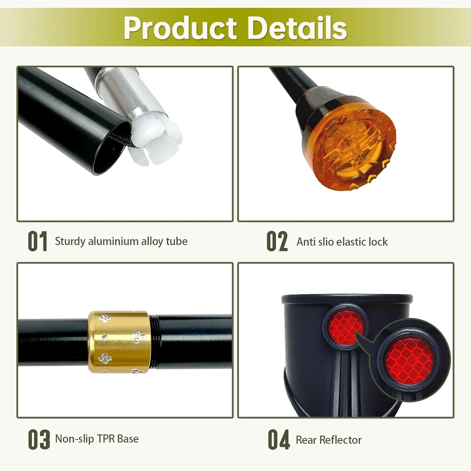 Folding Elbow Crutches for Adults Women Men,Lightweight Height Adjustable Crutches with Comfy Handle, Ergonomic Grip Forearm Crutches,With Non-Slip Base Mobility and Walking Aids (Black, 2 Unit) image number 5