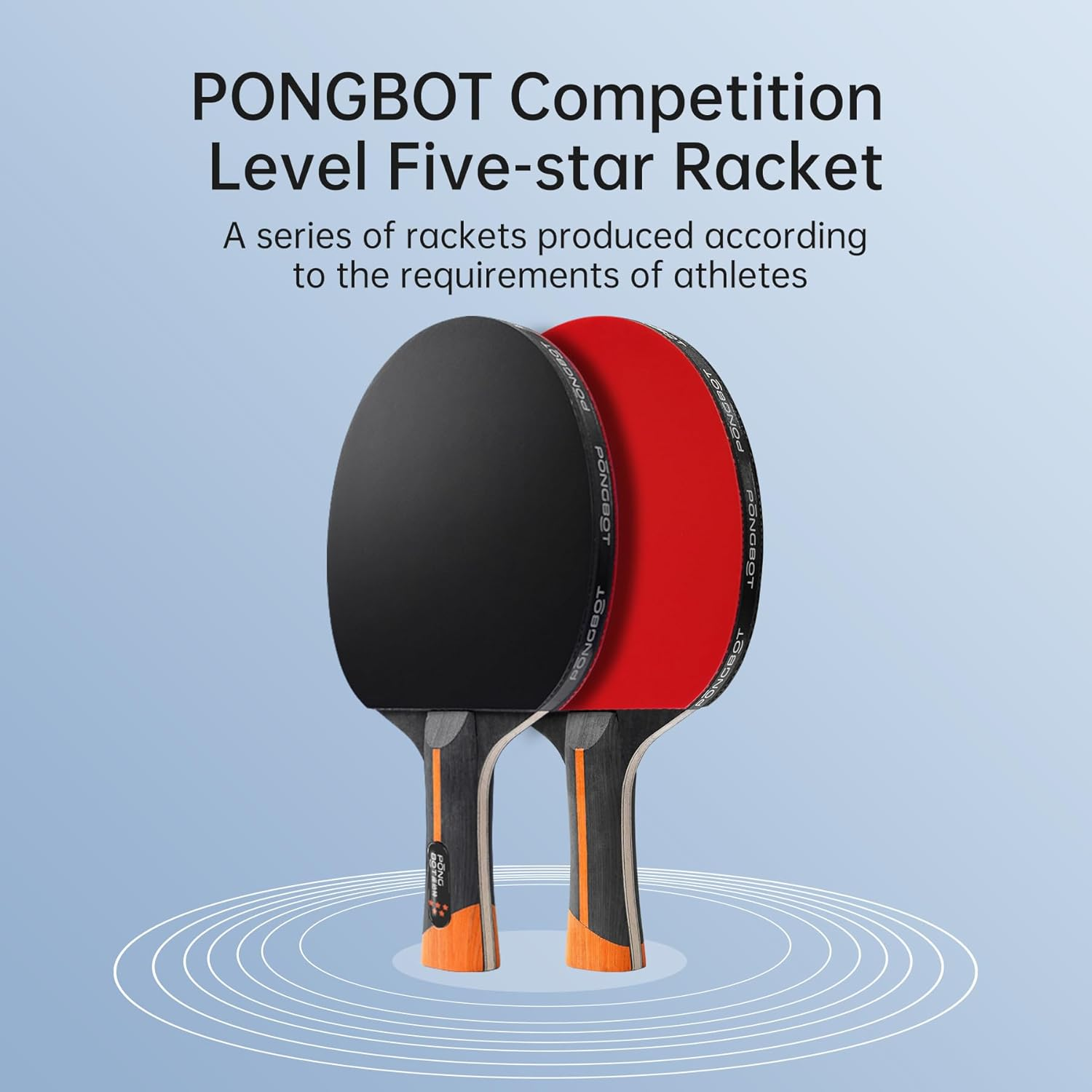 PONGBOT Five-Star Ping Pong Paddle, Professional Level Table Tennis Racket with Hard Case, Carbon Fiber, 7-Ply Blade, Premium Rubber, for Competitive Tournaments and Serious Players image number 1