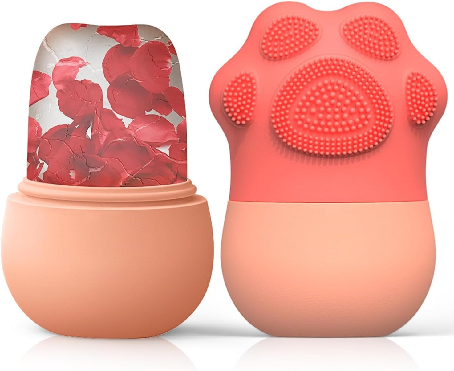 Facial Ice Roller Set with Silicone Paw Massager, Purple, Reusable Ice Mould for Face and Eyes (Black)