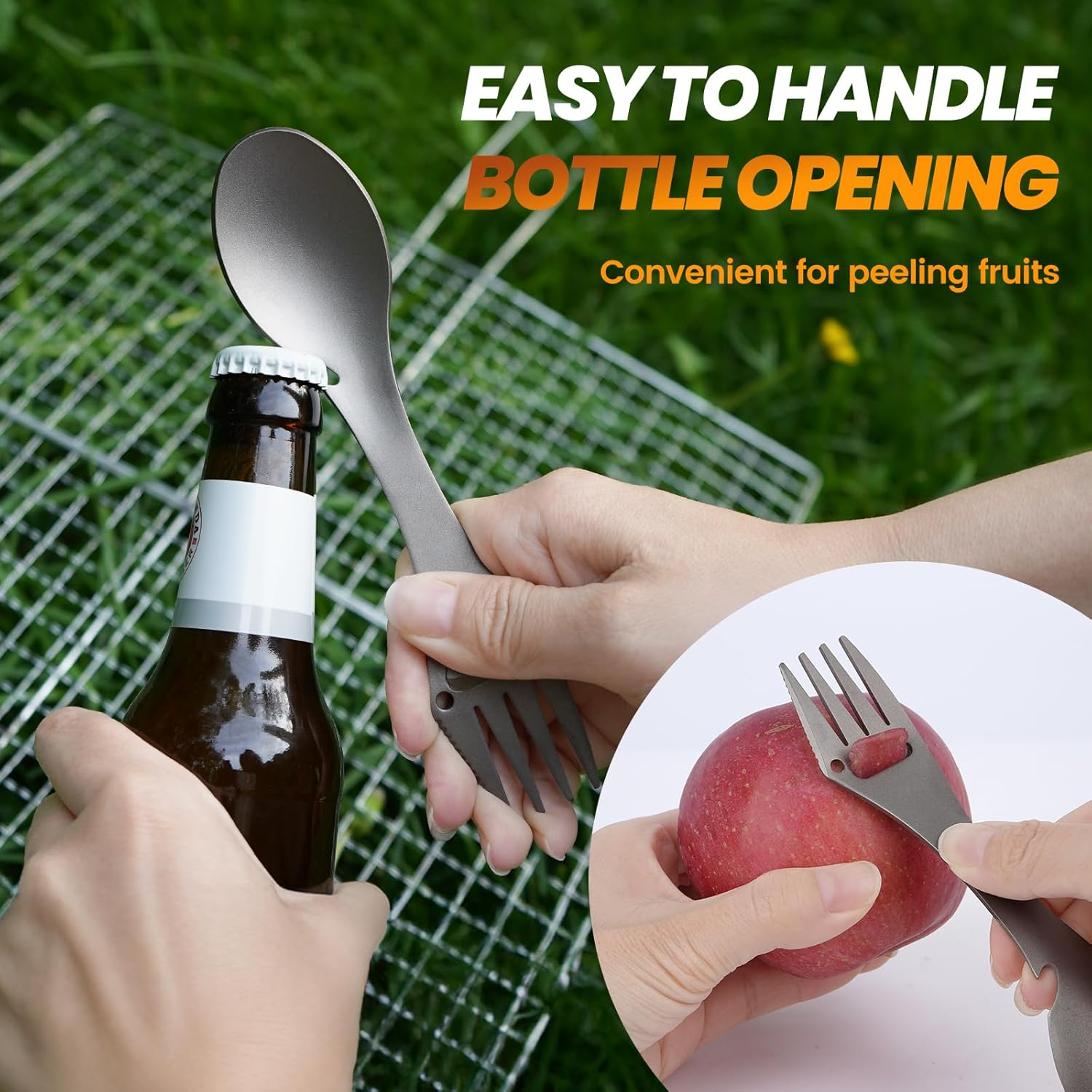 Inntobite 5-In-1 Multifunctional Outdoor Titanium Fork Spoon, Outdoor Barbecue, Kitchen Utensils, Camping Cooking Tools, Lightweight and Portable. ﻿ image number 3