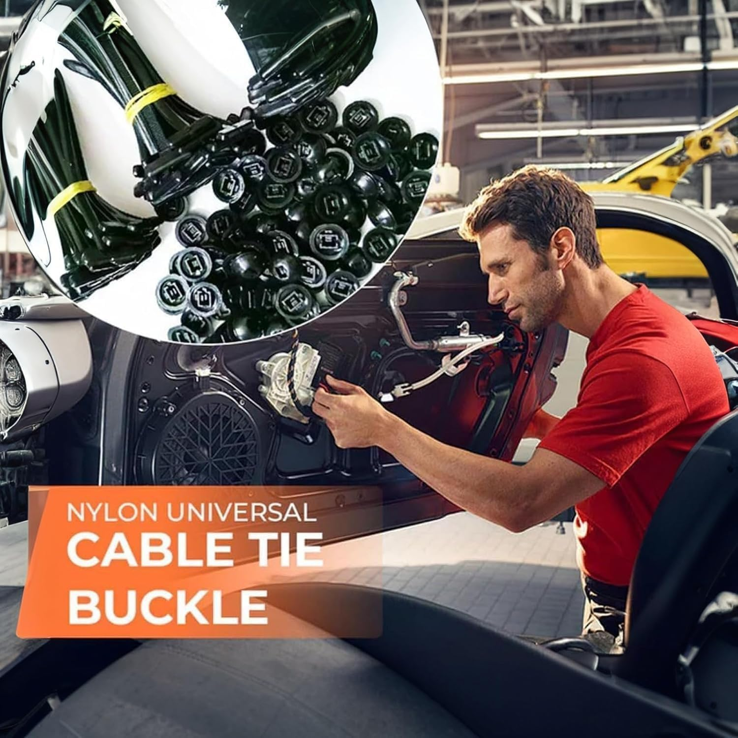 100Pcs Nylon Universal Cable Tie Buckle, 2025 New Multifunctional Cable Tie Buckle, Heavy Duty Self-Locking Nylon Zip Ties Holder, Multipurpose Plastic Cable Ties Tool for Car Daily Repair QFFAFAR image number 1