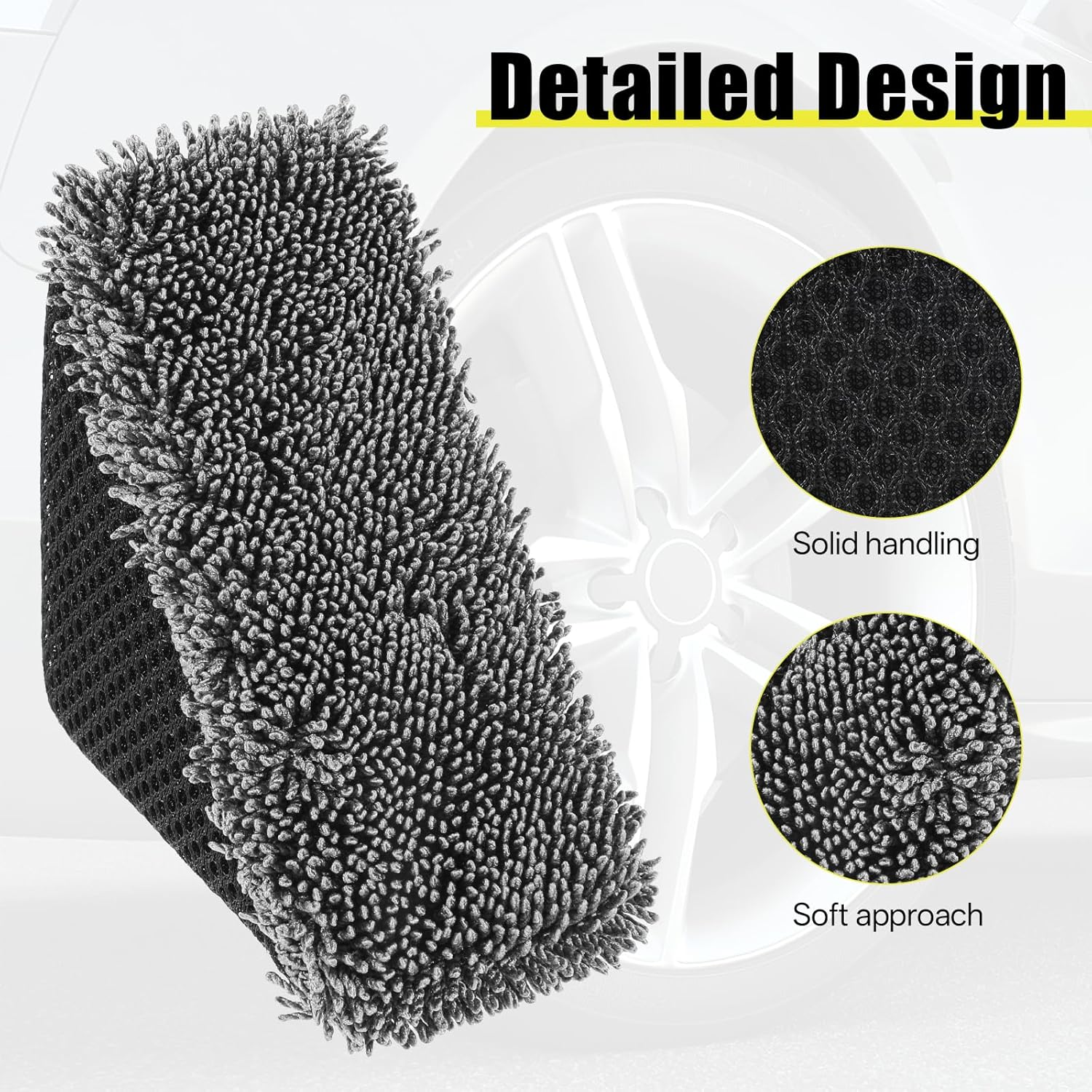 3 PCS Tire Shine Applicator Sponges, Microfiber Tire Brightener Applicator Pad Durable and Reusable Tires Dressing Applicators Pad, Tires Applicator-Pad for Car Detailing Cleaning Sealant Conditioner image number 1