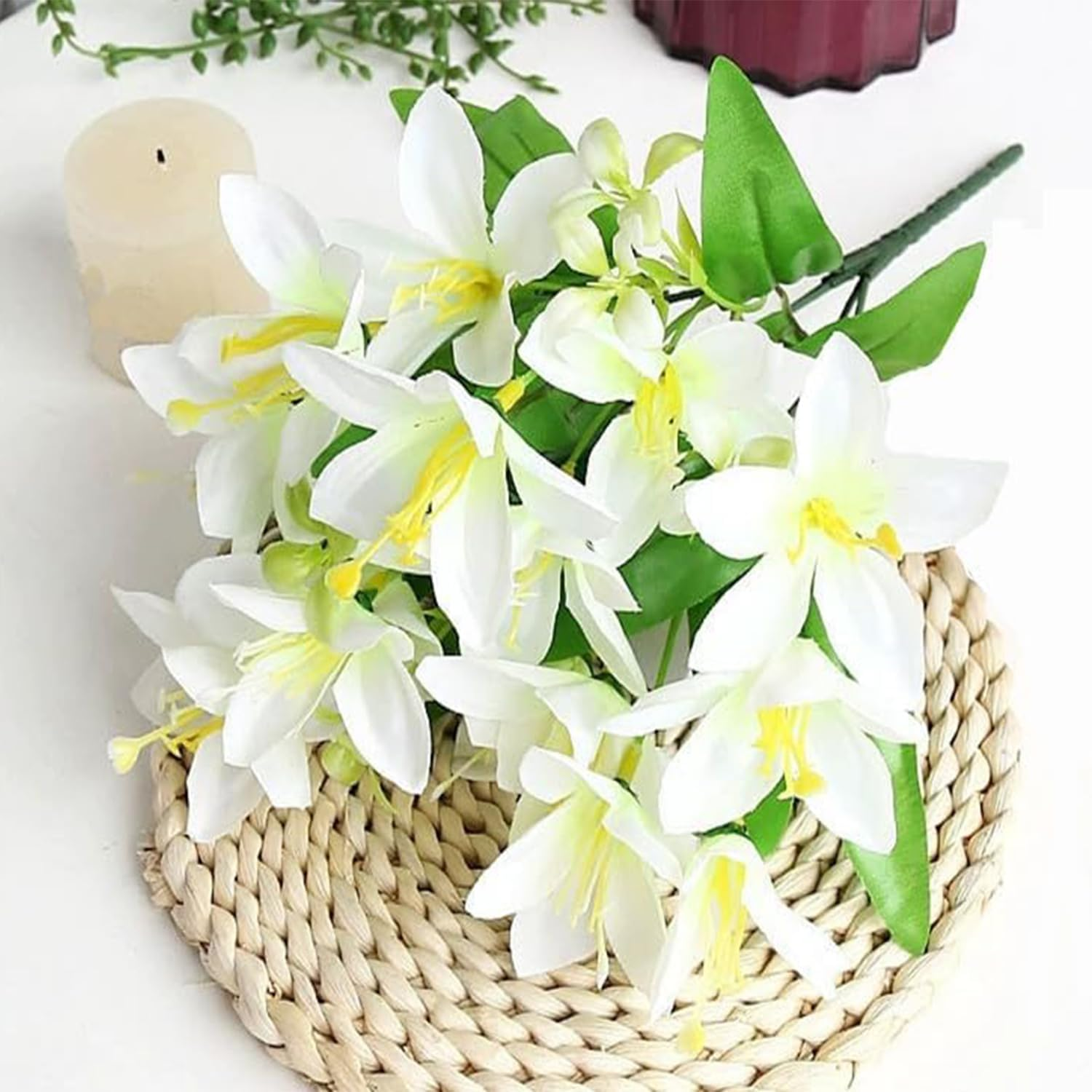 2Pcs Artificial Silk Lily Flowers, 2 Bunches Silk Sunflowers Fake Yellow Flowers for Home Decoration Wedding Decor