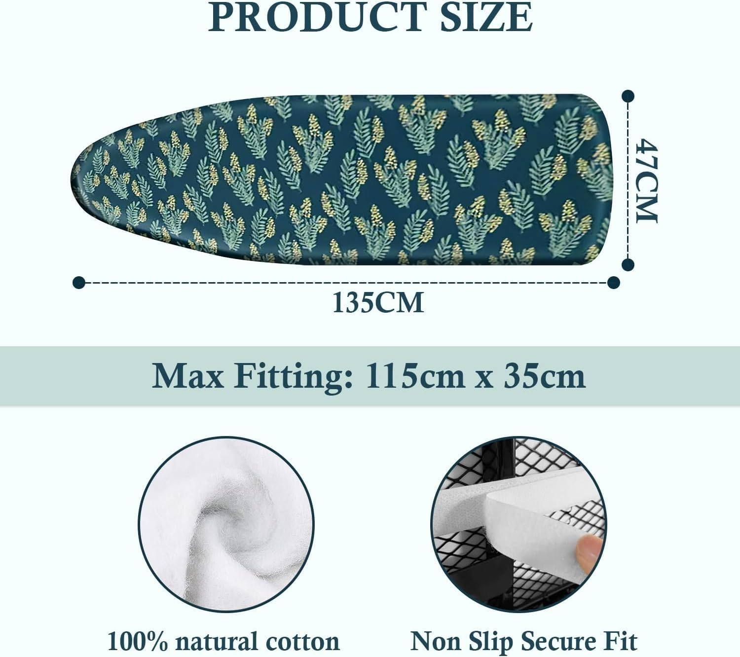 Clevinger Ironing Board Cover and Pad, Standard Table Top Ironing Board Cover with Elastic Edge, Scorch and Stain-Resistant Cotton Ironing Board Covers with Thick Padding - Metallic Grey image number 7