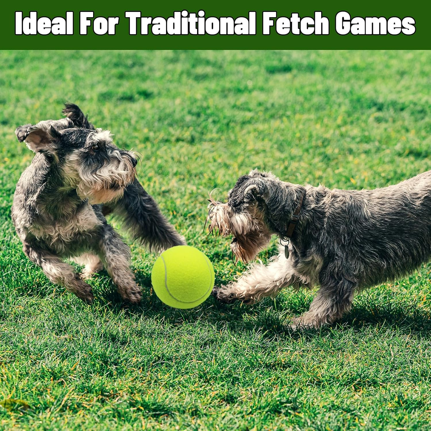 Magicorange Tennis Ball Dog Toys，2 Pack 4 Inch Oversize Giant Tennis Ball Dog Tennis Ball Large Pet Chew Toy for Outdoor/Indoor Sports (Multicolor, 2 Pack) image number 2