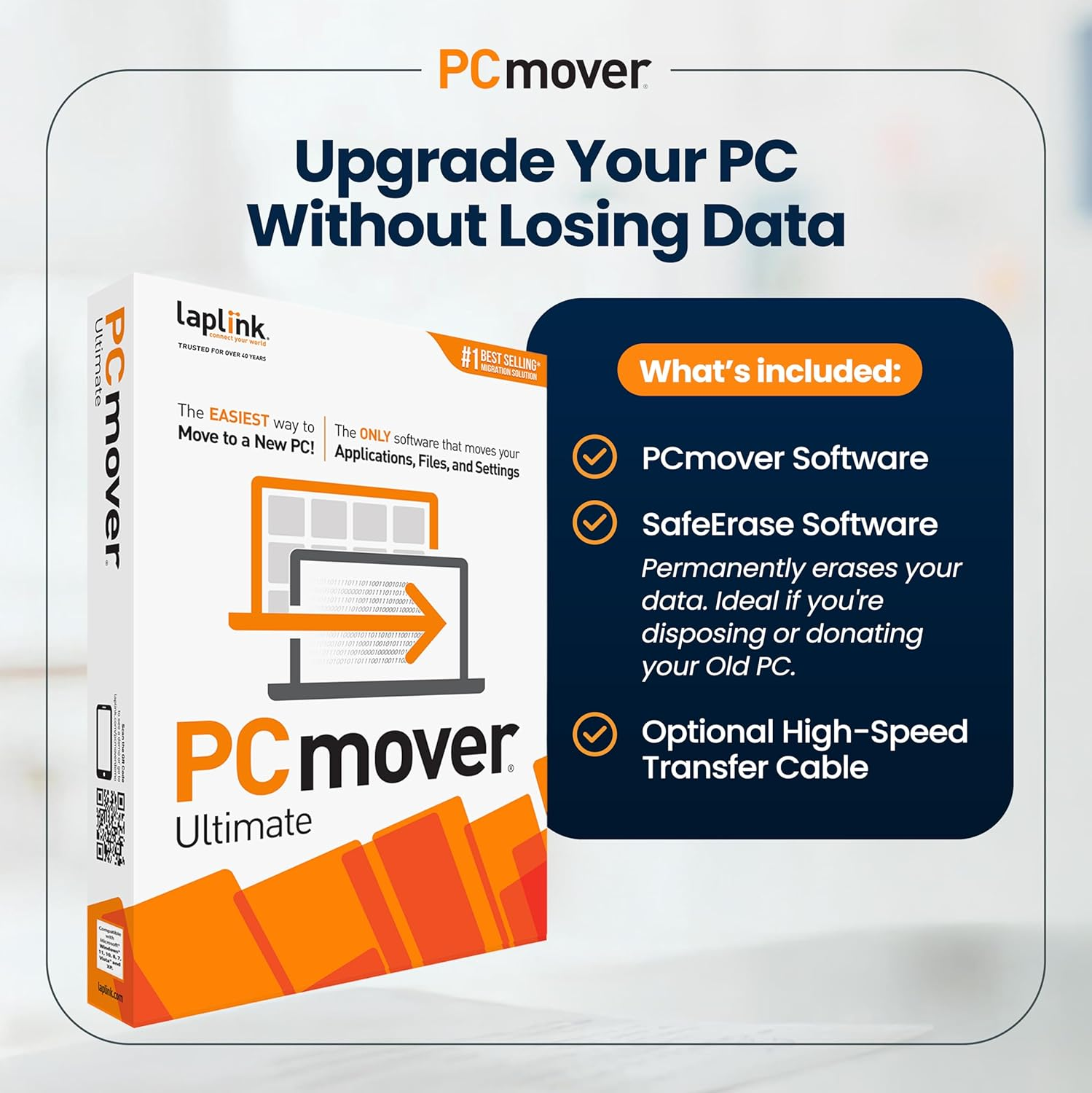 Laplink Pcmover Ultimate 11 | Moves Your Applications, Files and Settings from an Old PC to a New PC | Includes Optional Ethernet Cable | 1 Use image number 2