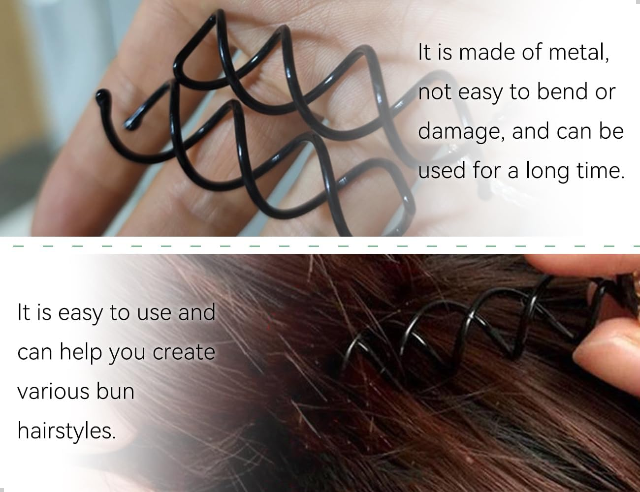 AOYEGIC Pack of 15 Spiral Hair Clips, Bun Hairpin, Used for Girls, Children, Hairdressers, Women, Home, Office, School, Birthday, Party, Anniversary (Black) image number 6