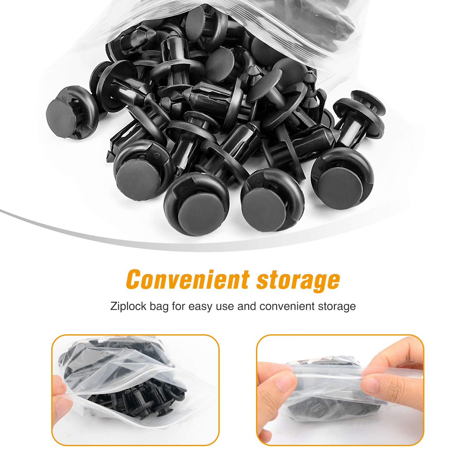 GOOACC GRC-08 Honda and Acura Fender Clips-91503-Sz3-003 40 Pcs Fastener Rivet Clips Nylon Bumper Automotive Furniture Assembly Expansion Screws Kit Auto Body 10Mm-40Pcs image number 4