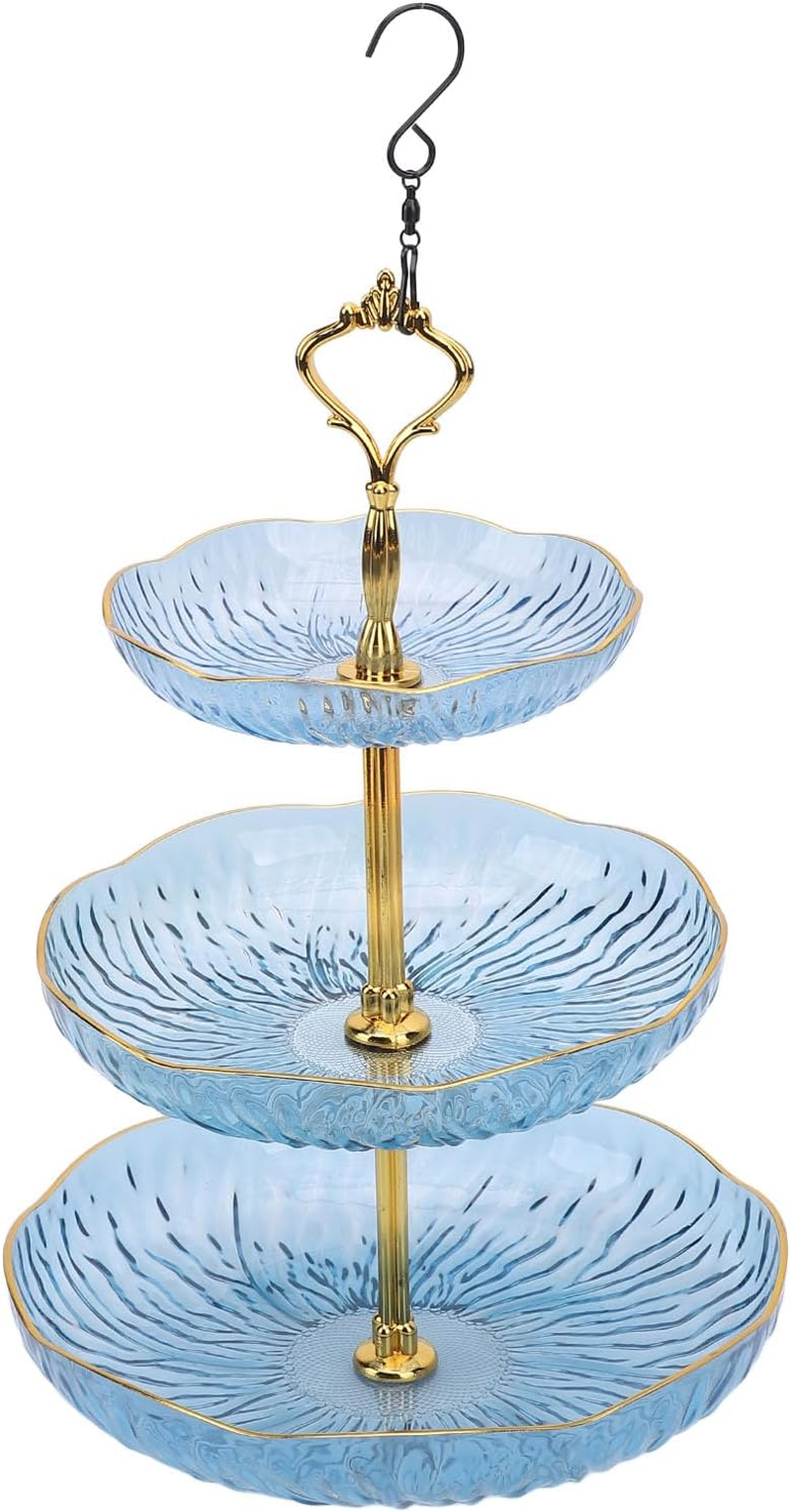 Pomya Hanging Bird Bath Tray, Aesthetic Enduring 3 Tier Hanging Bird Feeder Acrylic Promote Air Circulation for Backyard (Red)