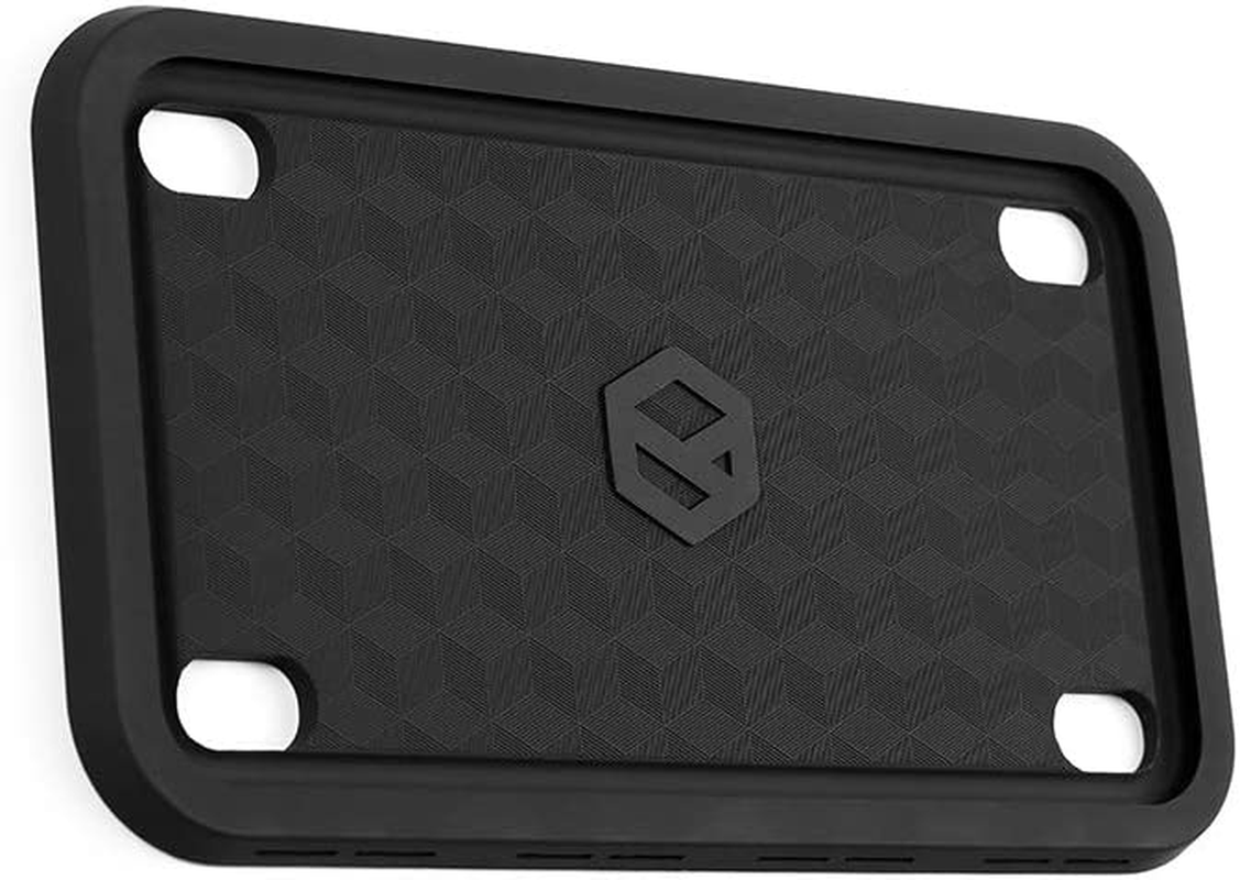 Rightcar Solutions Motorcycle the Original Premium Grade Silicone Bike Plate Frame | Rust Proof, Rattle Proof, Weather Proof License Plate Holder (Black)