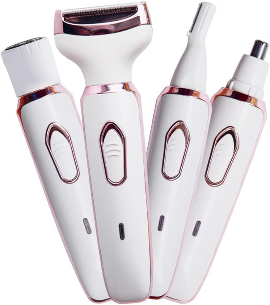 Electric Razor for Women,Hair Trimmer for Face Nose Eyebrow Beard Mustache Arm Leg Armpit Bikini,Painless Rechargeable Portable 4 in 1 Womens Body Shavers Set image number 5