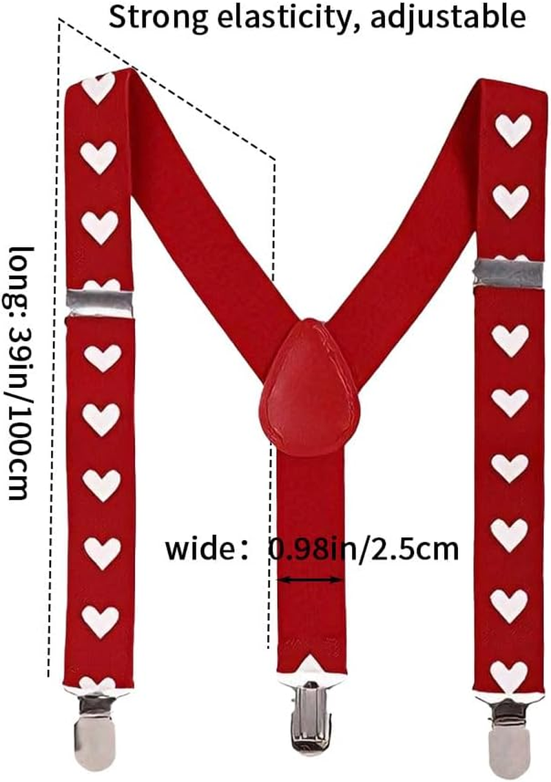 Xnxnzhho Valentine&rsquo;S Day Suspenders for Men, Red Adjustable Heart Suspenders Heavy Duty Clip, for Valentine Wedding Party image number 3