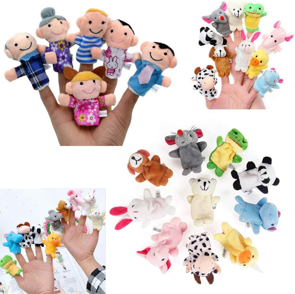 Totority Soft Plush Finger Puppets Set People Finger Puppets for Imaginative Play Cartoon Animal Hand Puppet Party Favor Supplies Basket Stuffers 16Pcs Storytelling Teaching Role Play Random Style image number 4