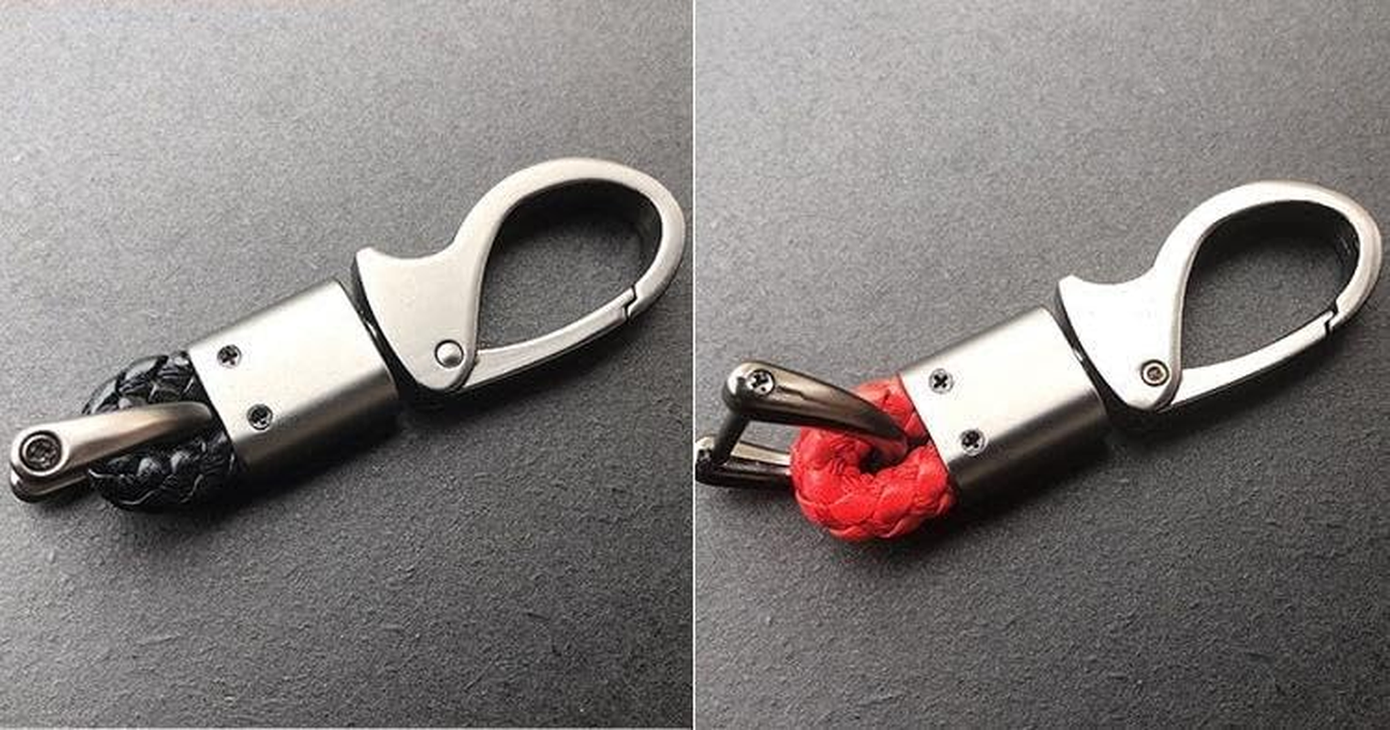 Key Fob Key Chain PU Key Fob Holder Set 3 Pack (Black & Red) Sturdy Metal Key Chain Included Ideal for Car Smart Keys Men & Women Secure Keychains image number 6