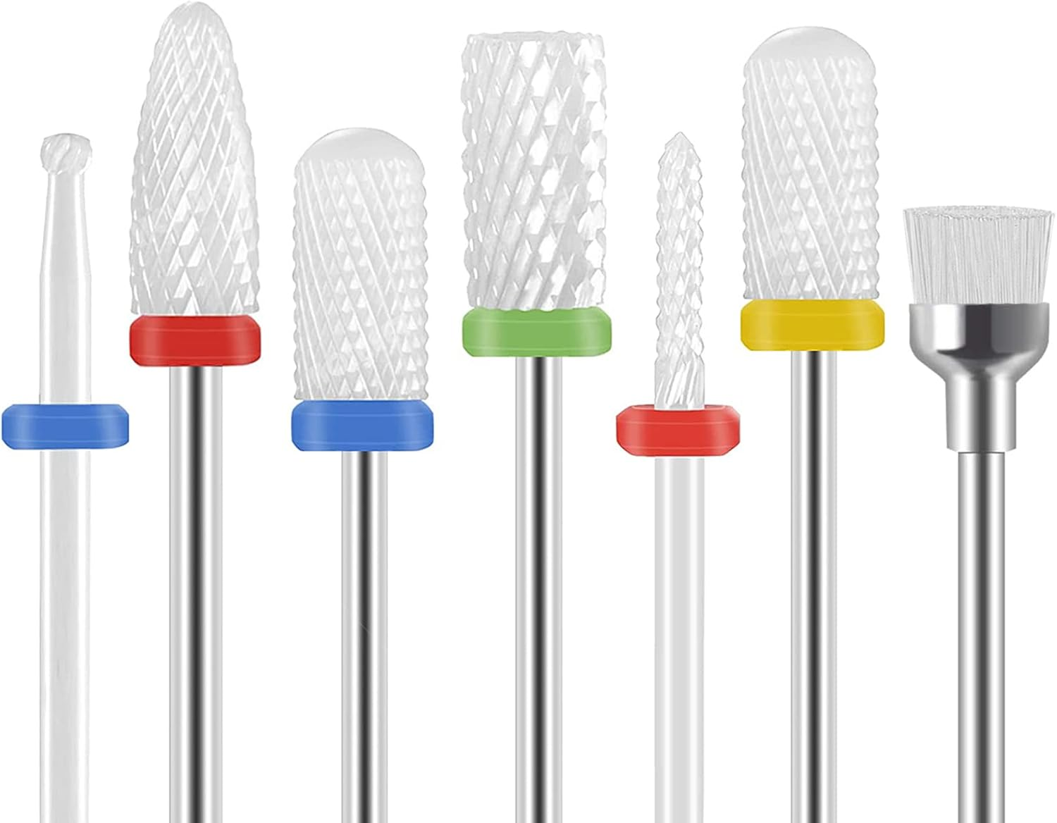 Homeet Pack of 7 Nail Cutter Bits Ceramic Nail Cutter Attachments Professional Nail Bits Attachments Remove Gel Acrylic Cuticle Nail Drill Tools for Manicure Pedicure Gel Nails Nail Cutter image number 4