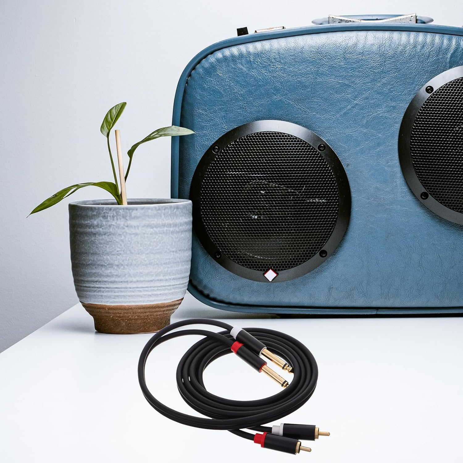 Holibanna Stereo Audio Connection Cable Gold Plated Dual RCA to 6.35Mm TRS Cable Aluminum Alloy Shell for Instrument Home Studio Use image number 1