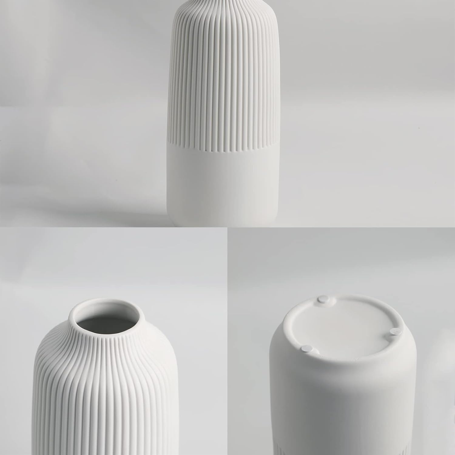 Ceramic Vase for Home Decor, White Vases for Dried Flower, Living Room Decoration, Office, Living Room, Kitchen,M image number 6