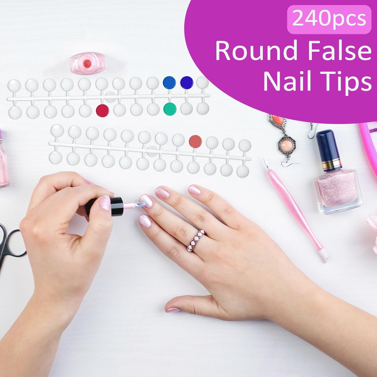 Pack of 240 Nail Display Dots, Beige Nail Art Display, round Nail Polish Displays for Nail Studios and Beginners, DIY Nail Art Nail Studios image number 3