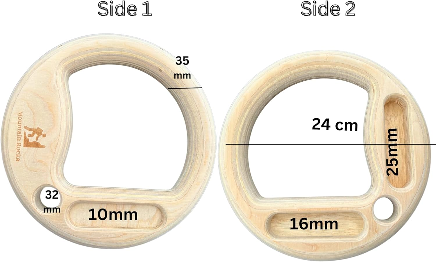 Wood 32Mm Gymnastic Rings with Finger Training Hangboard and Adjustable Numbered Straps | Olympic Rings for Core Workout, Crossfit, Bodyweight Training | Portable Climbing Training Board image number 2