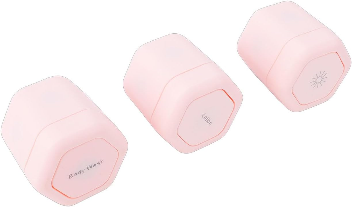 Pomya Magnetic Travel Toiletry Containers Secure Twist Lock Lids 3 Pcs Set for Lotion Shampoo Conditioner Cream for Travelers (White)