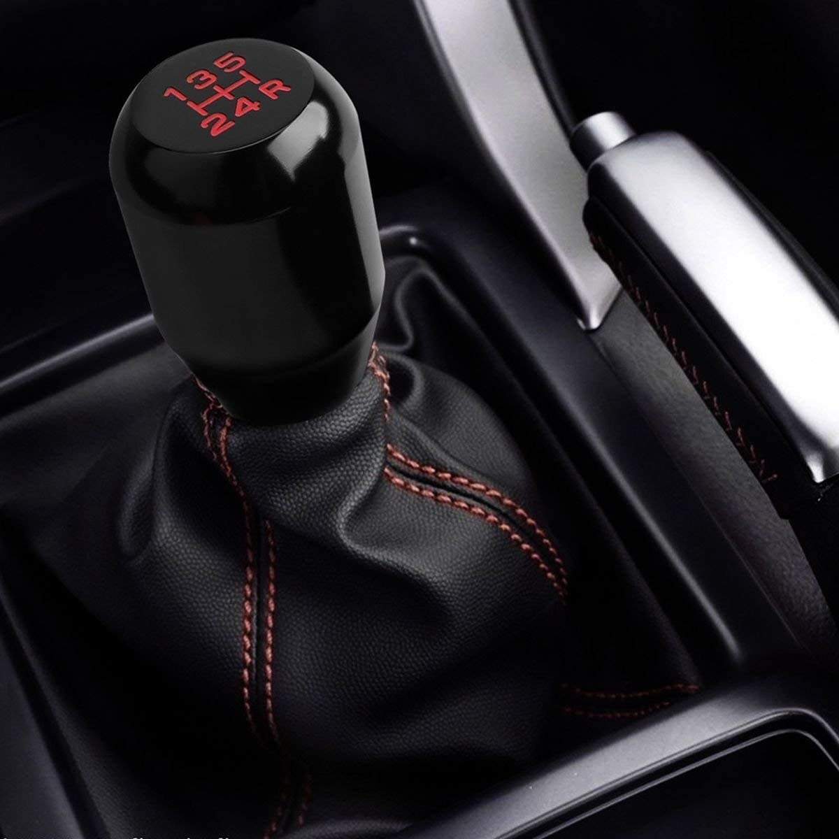 Shifter Adapter Universal 5 Speed Manual Metal Chrome Gear Shift Knob Lever Stick Pen Handle Head Car Styling Accessories Racing Style (Black) image number 4