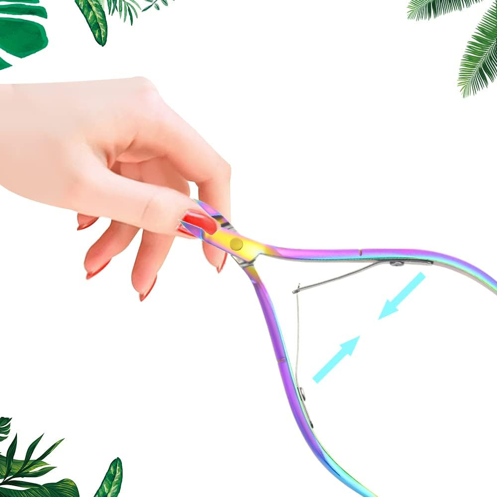 XINMEIWEN 8Pieces Cuticle Trimmer Cuticle Nipper Cuticle Remover Cuticle Cutter with Cuticle Pusher Stainless Steel Cuticle Cutter Clipper Nail Tools for Fingernails and Toenails (Rainbow) - Rainbow image number 4