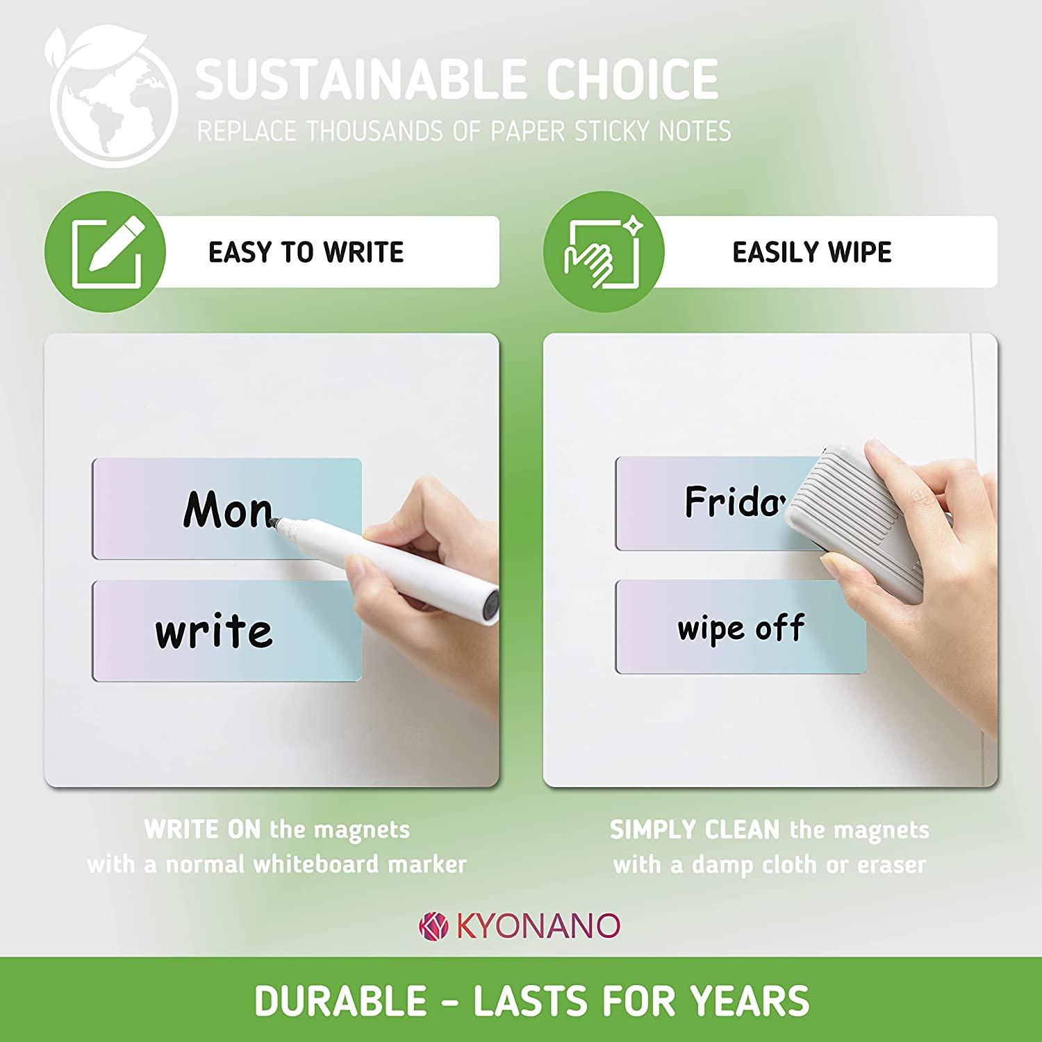 BIROYAL Dry Erase Magnets 50Pcs with Marker - Reusable Whiteboard Accessories Magnetic Strips for Whiteboard Magnet Labels Magnetic Name Tags for Classroom Home Office in 5 Gradient Colors - 5 Colors image number 5