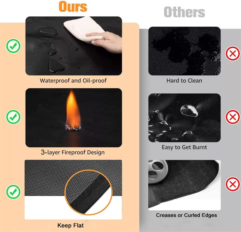 Ubeesize Large 65 X 48 Inches under Grill Mat for Outdoor Grill,Double-Sided Fireproof Grill Pad,Indoor Fireplace/Fire Pit Mat,Oil-Proof Waterproof BBQ Protector for Decks and Patios image number 6