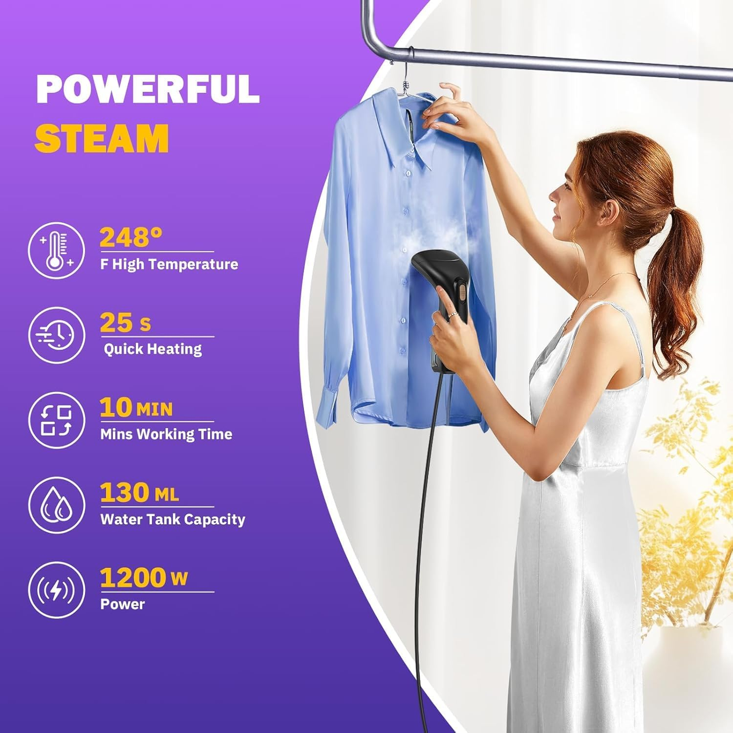 Rolipo Clothes Steamer, Handheld Garment Steamer Clothing for Efficient Wrinkle Removal, Compact and Portable for Home, Travel, Office Use image number 1