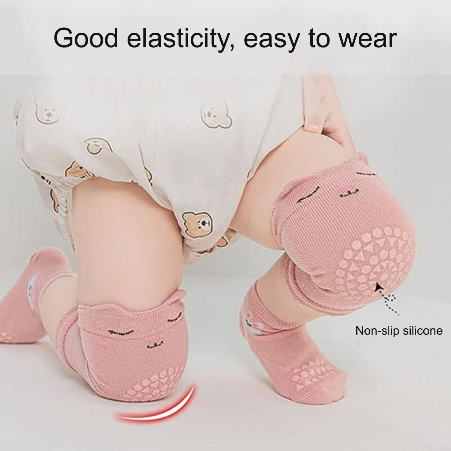 4 Pairs Baby Crawling Knee Pads and Socks Set, Toddler Baby Knee Protectors and Socks for Crawling, Infant Boys Girls with Grips image number 1