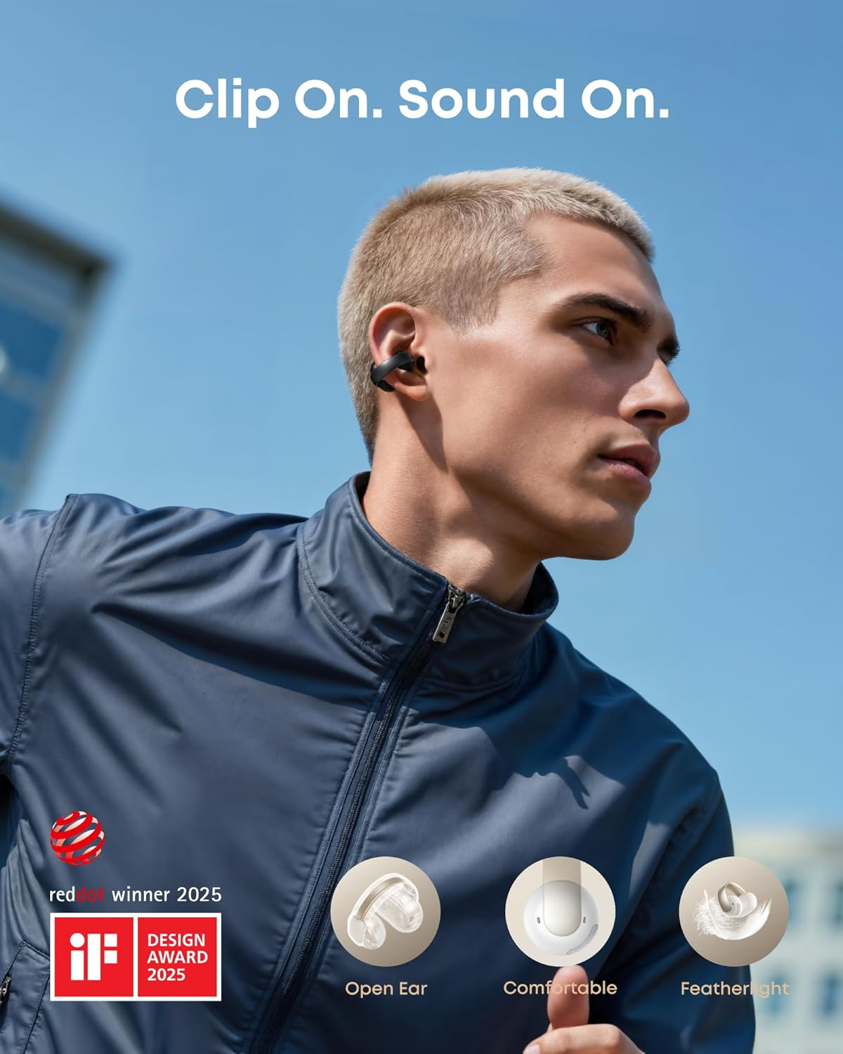 Soundcore Aeroclip by Anker, Open-Ear Earbuds, Clip-On Headphones, Adaptive Comfort, Clear Calls with 4 Mics and AI, Stable Fit, 12Mm Drivers for Powerful Bass, Hi-Res, Open-Ring Design - White image number 6