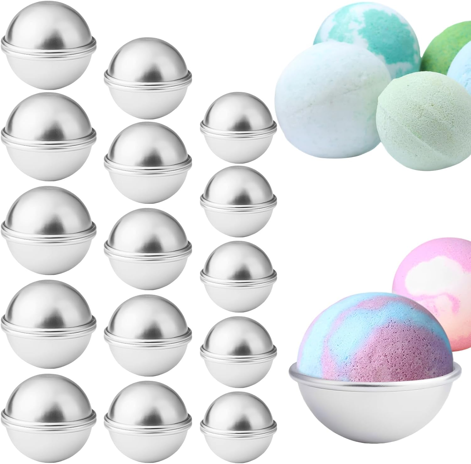 30 Pcs Bath Bomb Mold Aluminum Alloy Soap Mold Ball Shape Bath Bomb Moulds Press Metal Bath Bomb Accessories Handmade Cake Baking Mold 6.5Cm 5.5Cm 4.6Cm for Bath Bomb Soaps Cake image number 1