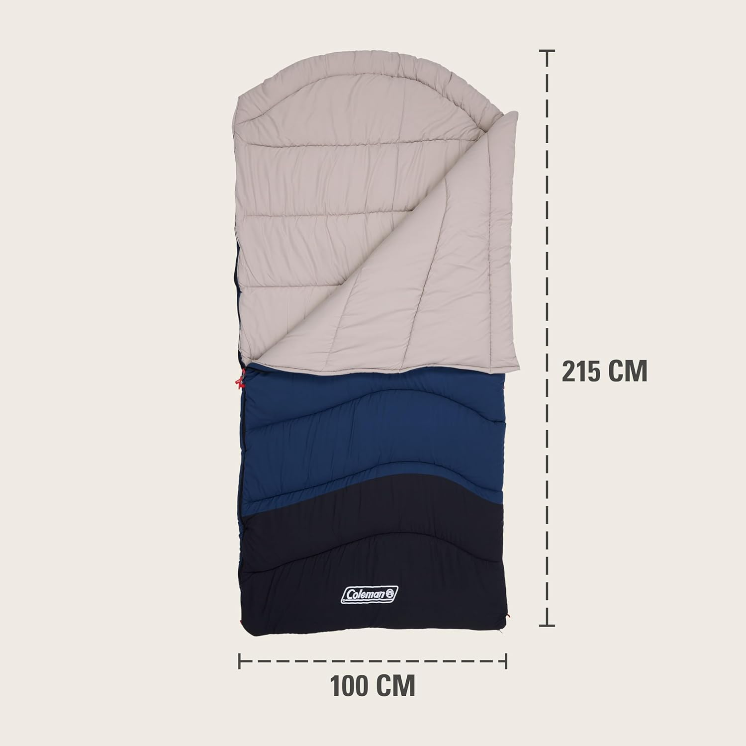 Coleman Mudgee Tall Sleeping Bag | 208X100Cm, All Weather, Polyester Fill with Extra Heat Retention, XL Stuff Sack, Brushed Polyester Shell & Lining, Comfort Cuff for Neck, Snag-Free Zips