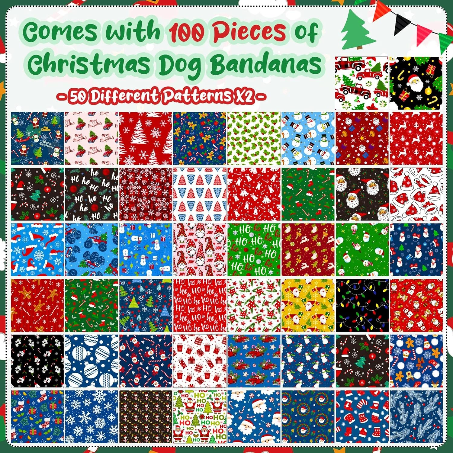 Paterr 100 Pieces Dog Bandanas Bulk Christmas Pet Handkerchief Soft Dog Cute Triangle Bibs Kerchief Adjustable Washable Xmas Pet Scarf Costume Accessory Decoration for Small Medium Dogs Puppy Cats image number 3