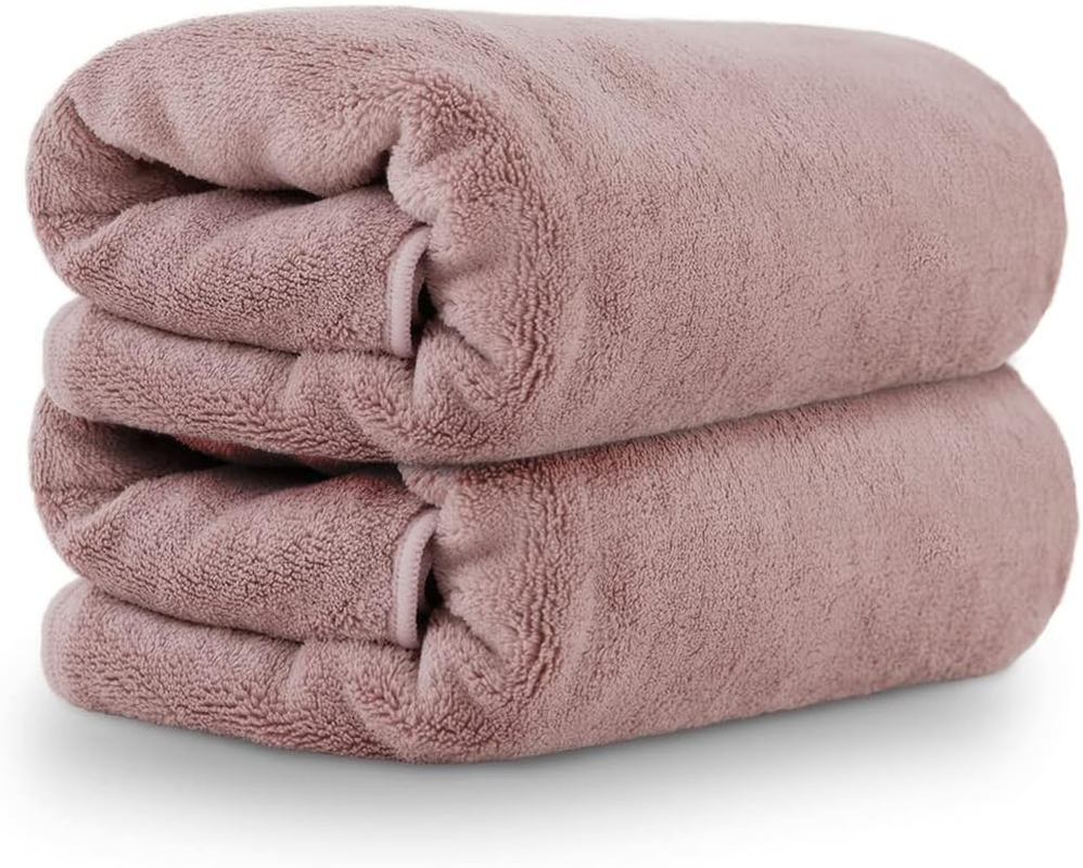 Iris Plaza Face Towel, Hair Drying Towel, Set of 2, Quick Drying, Absorbent, Hair Towel, Smoky Pink image number 1