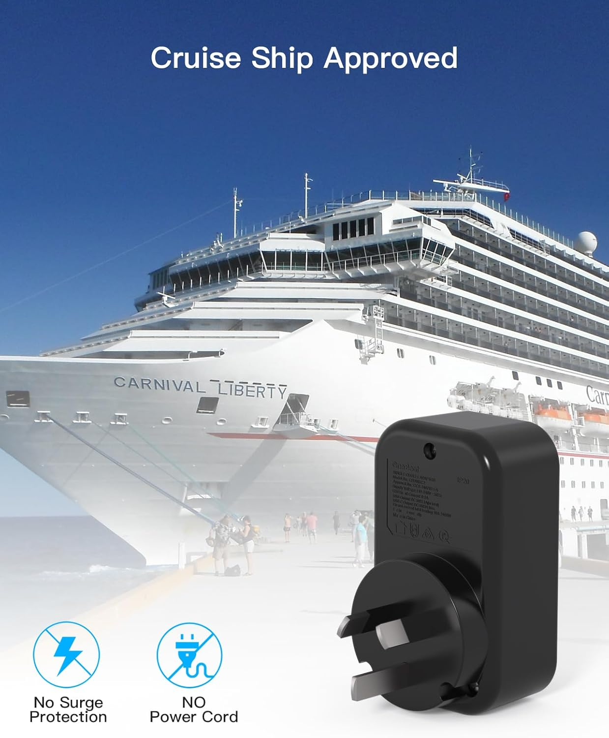 One Beat Power Board,Power Strip with 4 USB Ports(2 Usb-C),No Cord Extension Cord,Travel Power Plug,Travel Adapter Wall Plug,Cruise Essentials for Home,Office,Bedroom(Type I)-Black image number 4