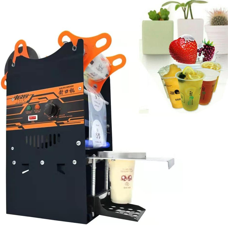 MAIAKK Electric Plastic Cups Sealing Machine Boba Bubble Tea Uice Drink Sealer Pressure Lid Sealing Maker Bubble Milk Tea Shop Closure Cup Sealing Machine 300-500 Cups/H image number 6