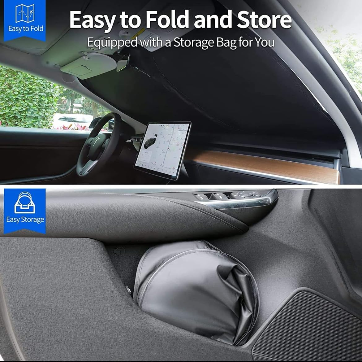 Tesla Model 3 Accessory 2023 Australia Glass Roof Sunshade (BLACK) Windshield+ Front + Rear Top Shades for Glass Roof Sunroof for Model 3 Sunshades Only Fit to Yr 2021-2023 Models. image number 2
