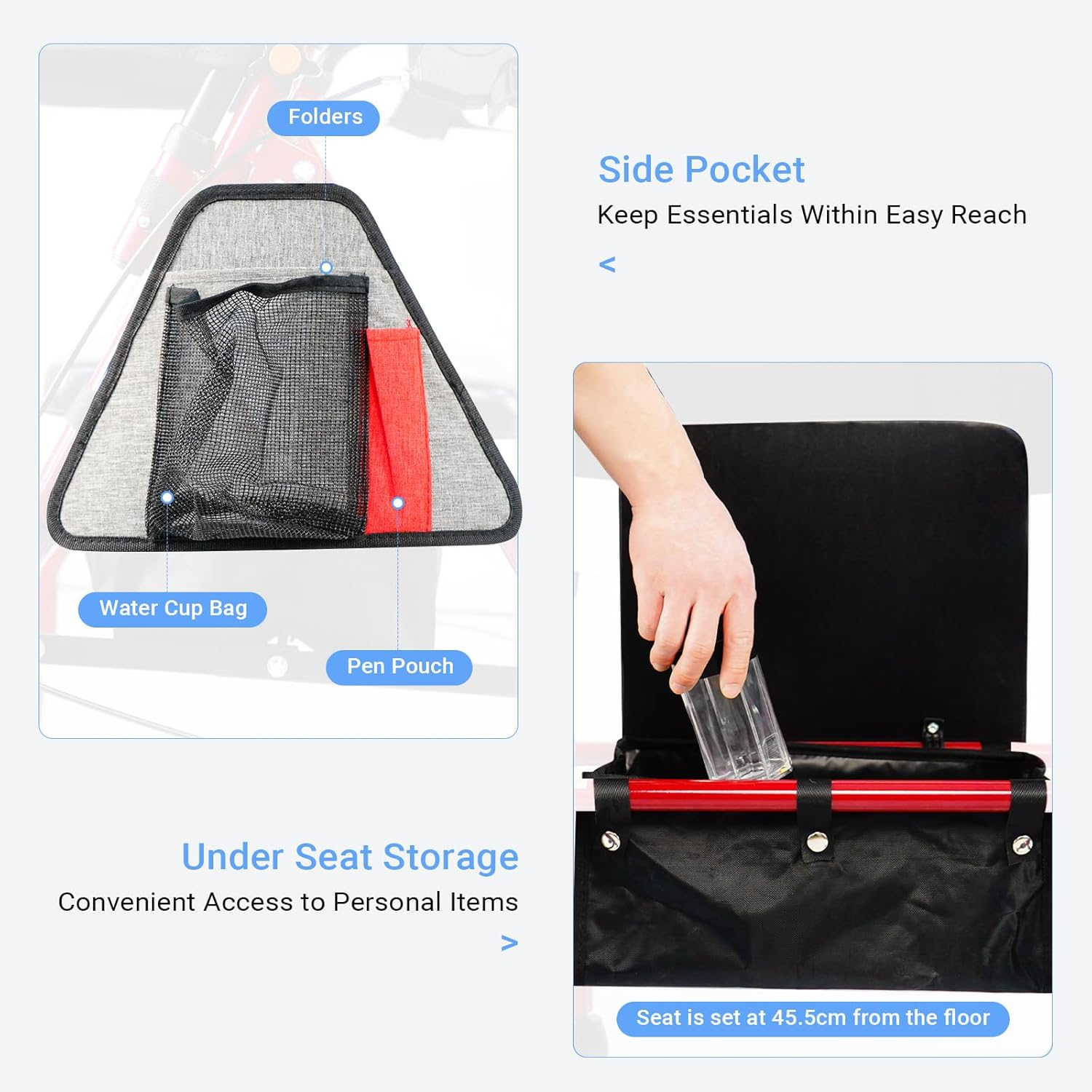 USOR Steel Rollator Walker with Seat Adjustable Handles 6&rdquo; Wheels Foldable Supports up to 140KG Medical Walker for Mobility Impaired Rollator for Seniors image number 3